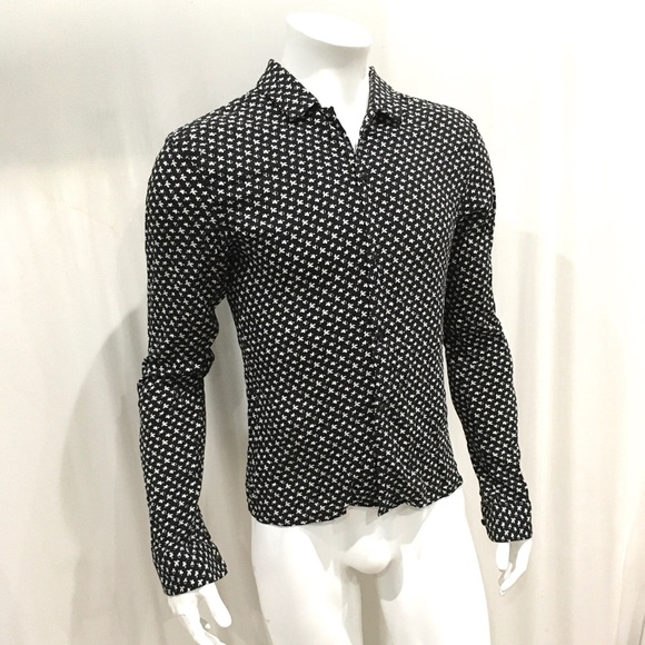 Allsaints Mens Black Lovers Button Shirt - Picture 3 of 6